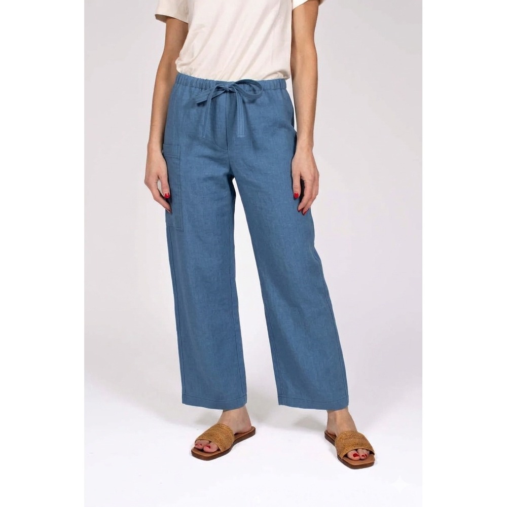 The Little Project Pants Women Small Blue Drawstring Wide Leg Utility Pocket